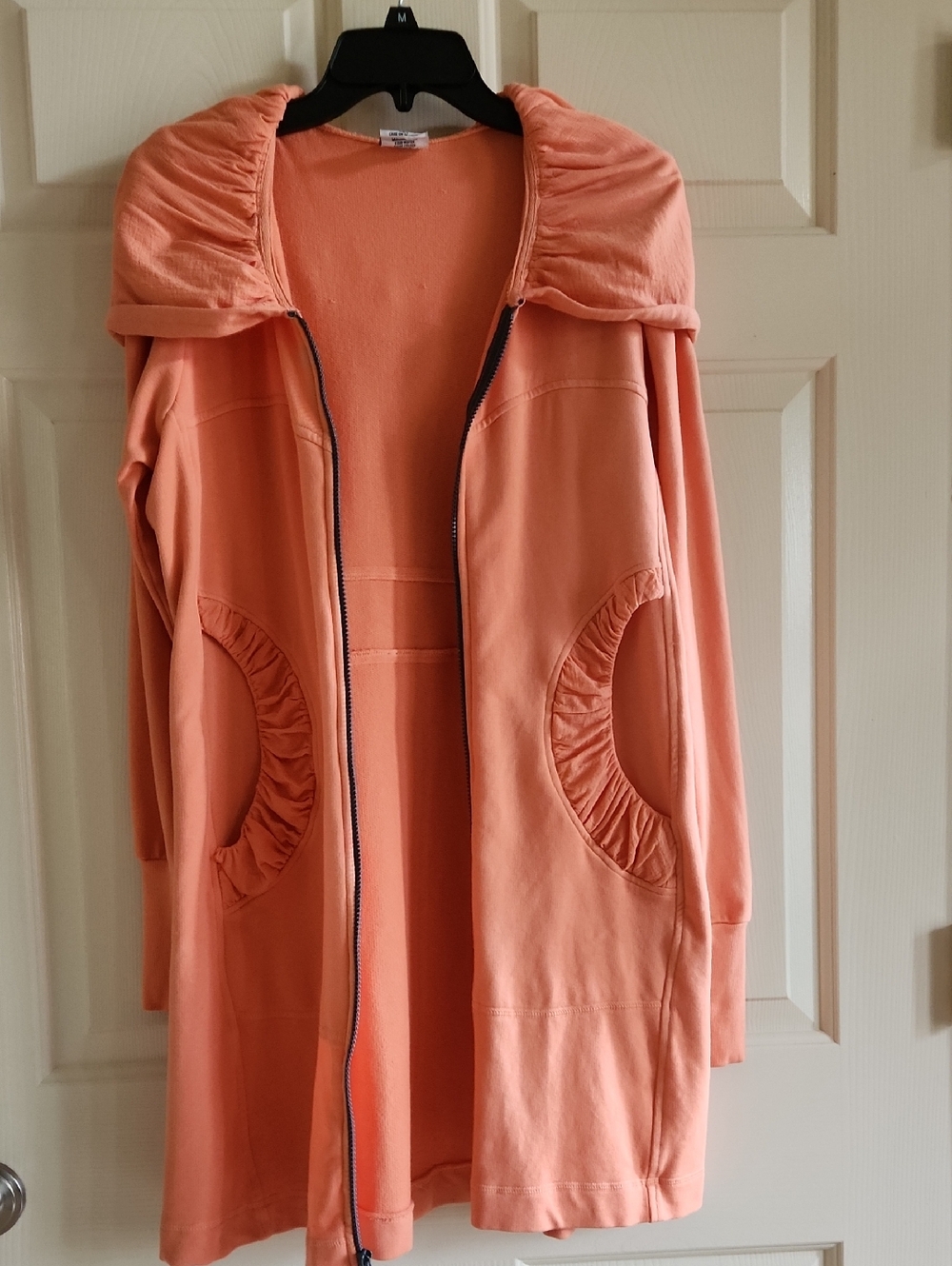 Women's Long Zip Hoodie Sweatshirt - Coral